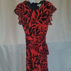 Gorgeous Red and Black Midi Dress